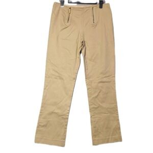 Lauren Ralph Lauren Women Pants 4P Tan Khaki‎ Double Zipper Front Straight Leg